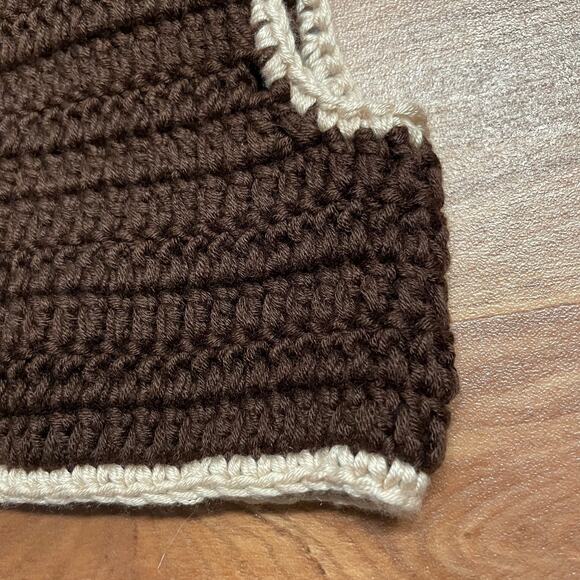 Vintage Brown Cream Floral Crocheted Vest 70s Hippie Baby Girls Size 12M Months - Picture 4 of 4